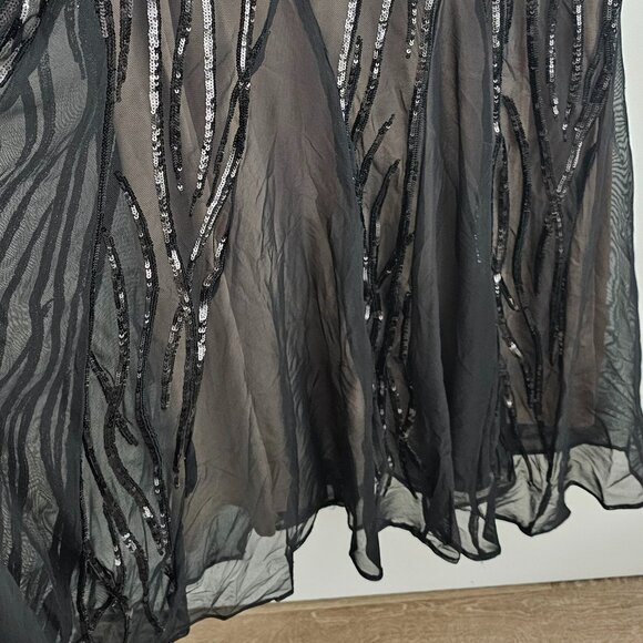 R & M Richards Sleeveless V-Neck Godet Skirt Embellished Long Sequin Dress - Picture 7 of 15